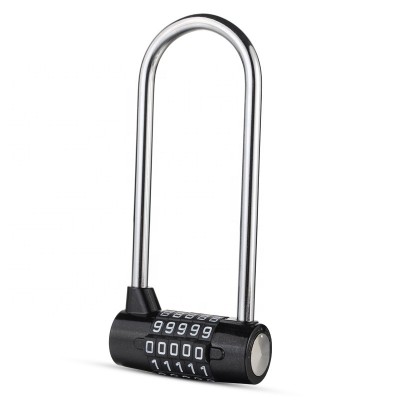 AJF High quality and security logn shackle U shaped 5 digits fitness gym combination locker lock